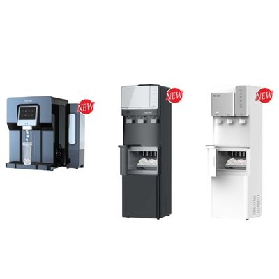 Dispensador de água de carga inferior personalizável com opções de resfriamento por compressor